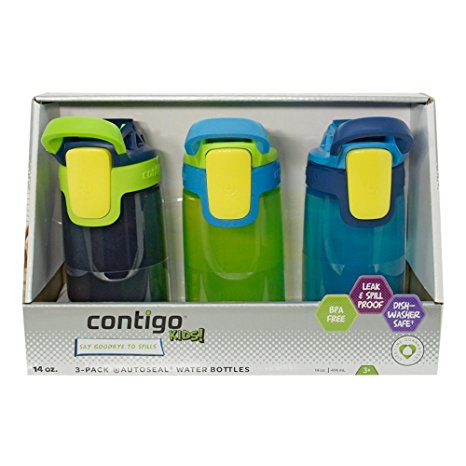 Contigo Kids Autoseal Gizmo Water Bottles 14oz 3 Pack