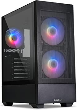 LIAN LI High Airflow ATX PC Case, RGB Gaming Computer Case, Mesh Front Panel Mid-Tower Chassis w/ 3 ARGB PWM Fans Pre-Installed, USB Type-C Port, Tempered Glass Side Panel (LANCOOL 205 MESH C, Black)