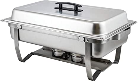 Winco C-4080 - 8 Quart Full-Size Stainless Steel Chafer W/Folding Stand