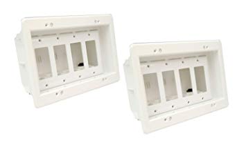 iMBAPrice DVFR4W-2 (4-Gang) Recessed Electrical Outlet Mounting Box w/Paintable Wall Plate, 2-Pack