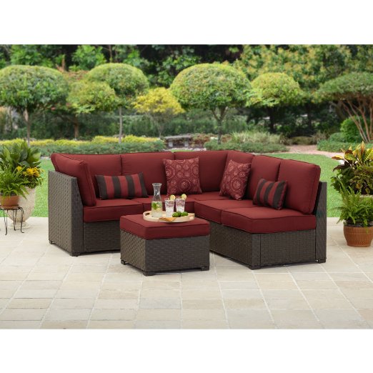 Rush Valley 3-piece Outdoor Sectional Sofa Set, Red, Seats 5