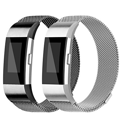 For Fitbit Charge 2 Bands, Charge 2 Stainless Steel Metal Bracelet with Unique Magnet Clasp Replacement Bands for Fitbit Charge 2 Large Smalll