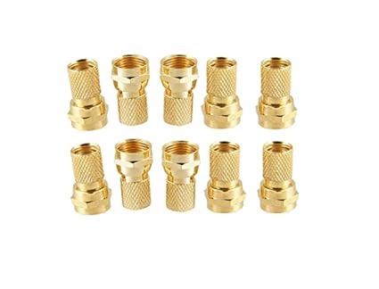 Saim 75-5 F Connector Screw On Type for RG60 Satellite TV Antenna Coax Cable Twist-on Diameter mm Gilded Imperial 10 Pcs
