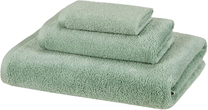 AmazonBasics 3 Piece Cotton Quick-Dry Bath Towel Set - Seafoam Green