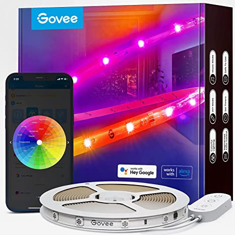 Govee RGBIC Alexa LED Strip Light, 5m Smart WiFi App Control, Alexa and Google Assistant Compatible, Music Sync LED Lights for Bedroom, Living Room