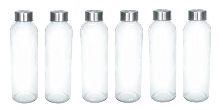 Ewei's Homeware 6 Pack - 18oz Leak-Proof Juice Containers, Glass Water Beverage Bottles