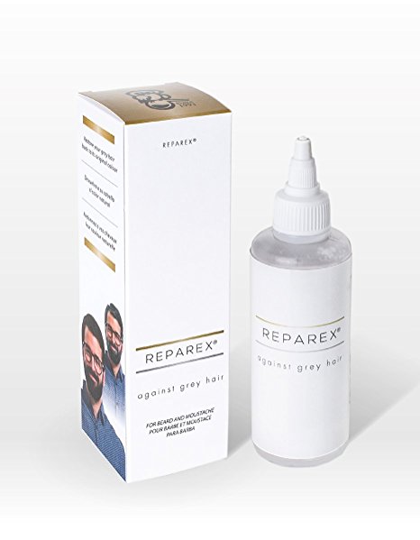 Gray Hair Treatment Formula for Mustache and Beard - For Men Hair Color Restoration and Hair Repair by Reparex. Natural Facial Hair Repair - Better than Hair Dye. Anti-Gray Hair Solution, Safe, Easy to Use & Apply. Get Your Natural Hair Color Back Today!