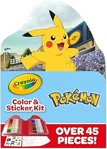 Crayola Pokemon Art Kit for Kids (45pcs), Pokemon Coloring Book Pages, Pokemon Stickers for Kids, Pokemon Toys, Holiday Gift, Ages 4