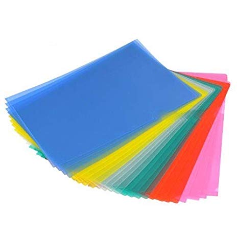 YOTINO 24 Pack Clear File Folder Project Pockets, Colored Plastic File Project Cover-A4 Size（6 Different Colors）