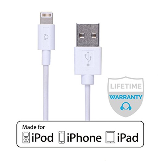 Lightning Cable [Apple MFi Certified], 6 Feet, 8 Pin Lightning to USB Sync Cable Charging Cord for iPhone 7, 7 Plus, 6s, 6s Plus, 6, 6 Plus, iPad Pro 12.9 and 9.7, iPad Air, iPad Mini, iPod and More