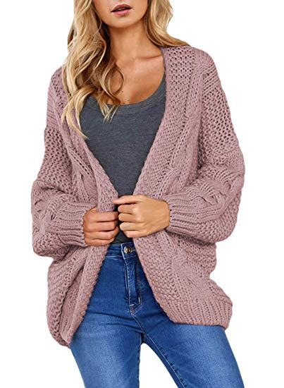 Astylish Women Open Front Long Sleeve Chunky Knit Cardigan Sweaters Loose Outwear Coat S-XXL