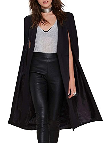 HAOYIHUI Womens Fashion Solid Longline Cape Open Front Cloak Trench Coat