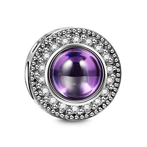NinaQueen "Wishing Charms" 925 Sterling Silver Hollow Design Purple Bead Charms