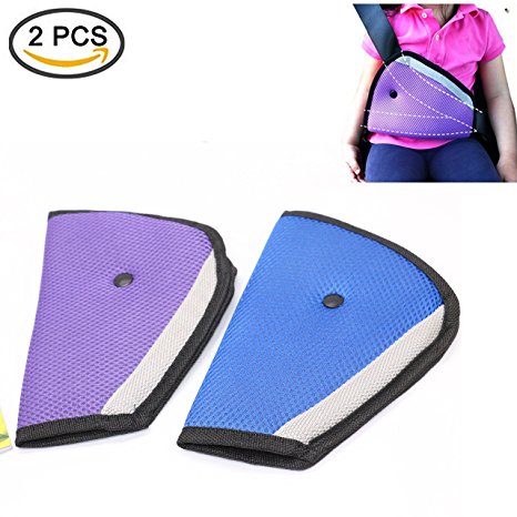 2Pcs Seat belt adjusters,IDS Safety Belt Covers,Seat Belt Positioner (Blue&Purple)