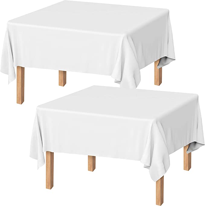 Utopia Kitchen Polyester Tablecloth – 54 x 54 Inches Table Cover - Machine Washable - Great for Parties, Events, Wedding and Restaurants (Pack of 2, White)
