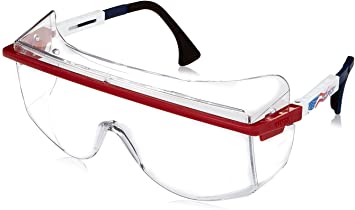 Uvex S2530 Astrospec OTG 3001 Safety Eyewear, Red/White/Blue Frame, Clear Ultra-Dura Hardcoat Lens