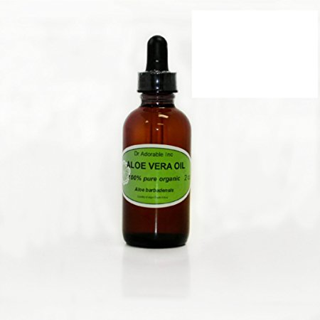 Aloe Vera Oil For Skin Hair And Health 2 oz Amber Glass Bottle with Glass Dropper