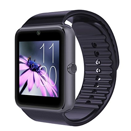 Tagital T6 Bluetooth Smart Watch Wrist Watch with Camera For Android IOS Smart Phone Samsung S5 / Note 2 / 3 / 4, Nexus 6, HTC, Sony, Huawei and Other Android Smart Phones (Black)