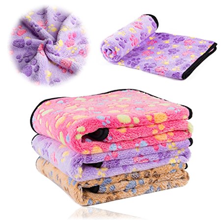 iNNEXT Puppy Blanket Pet Cushion Small Dog Cat Bed Soft Warm Sleep Mat, Pet Dog Cat Puppy Kitten Soft Blanket Doggy Warm Bed Mat Paw Print Cushion