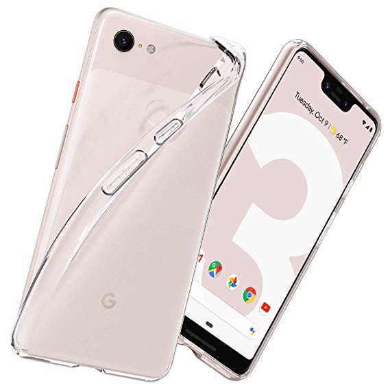 Spigen [Liquid Crystal] Case for Google Pixel 3 XL, Clear Transparent Flexible TPU Slim Protection Premium Clarity Phone Cover for Google Pixel 3 XL Case - Crystal Clear