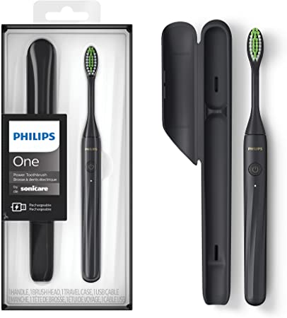 Philips One by Sonicare Rechargeable Toothbrush, Shadow Black, HY1200/06