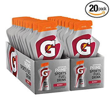 Gatorade Prime Sports Fuel Drink, Berry, 4 Ounce Pouches (Pack of 20)