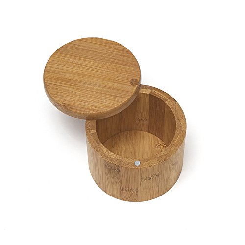 Lipper International 8829 Bamboo Salt or Spice Box with Swivel Cover, 3-1/2" x 2-3/4"