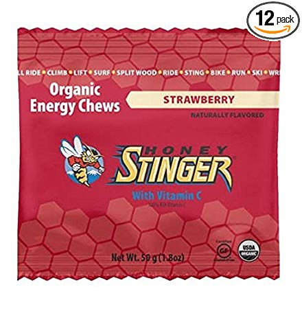 Honey Stinger Organic Energy Chews, Strawberry, Sports Nutrition, 1.8 Ounce (Pack of 12)