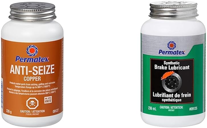 Permatex 09127 Copper Anti-Seize, 226g (Packaging May Vary) & 24121 Silicone Brake Lubricant, Green, 236ml