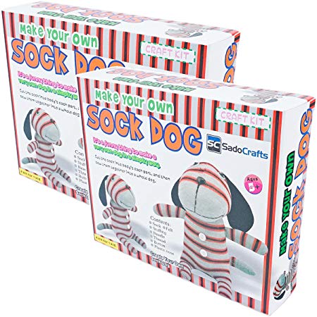 SadoCrafts 2 Pack - Sew Your Own Sock Doll Sewing Crafts Kit Recommended Toys for Kids Age 8-16 Year Old, Sew and Stuff, DOG