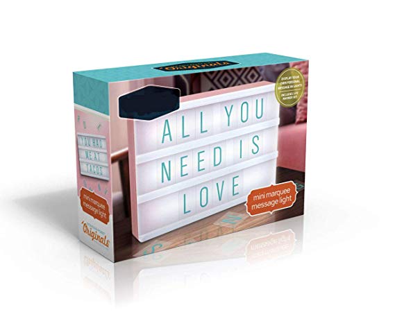 Mini Cinema Lightbox - 6 x 4 x 1.5 inches Light up Sign with Letters - Portable Mini Letter Board, Fitting Anywhere Mini Marquee Light Box Sign with 109 Letters, Numbers, Emojis and Symbols