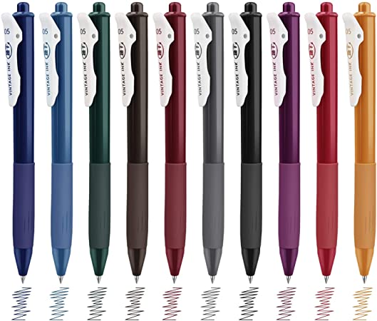 MyLifeUNIT Retractable Gel Pens, Quick Dry Ink Retro Pens, Medium Point (0.5 mm), 10 Assorted Colors