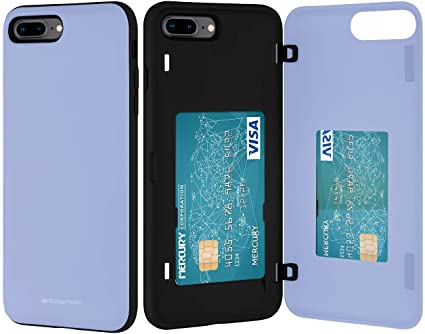 Goospery iPhone 8 Plus Case, iPhone 7 Plus Wallet Case with Card Holder, Protective Dual Layer Bumper Phone Case (Lilac Purple) IP8P-MDB-PPL