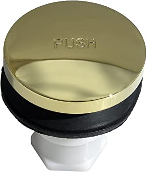 LASCO 03-4903PB Tip-Toe Style 3/8-Inch Thread Bathtub Drain Stopper, Polished Brass