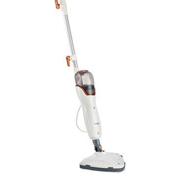 VonHaus Upright Steam Mop Carpet and Hardwood Floor Cleaner with 30 Second Heat Up Time, 180° Swivel Pivot Mop Head, 500ml Water Tank, 2 Cleaning Microfiber Mops Pads and Carpet Glider