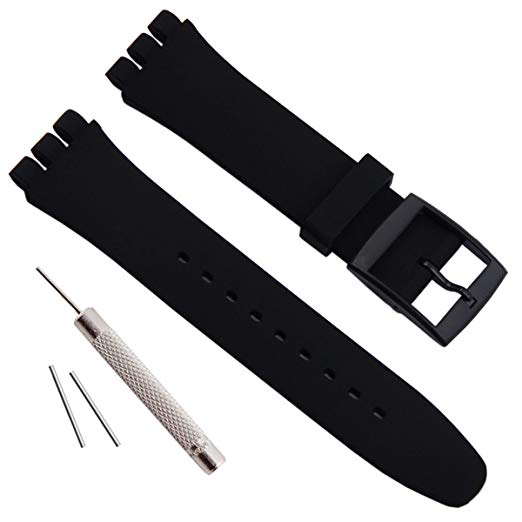 OliBoPo Replacement Waterproof Silicone Rubber Watch Strap Watch Band for Swatch (17mm 19mm 20mm)