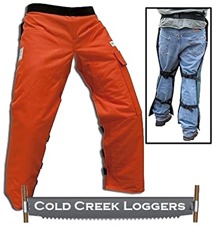 Cold Creek Loggers Chainsaw Apron Safety Chaps with Pocket (40", Orange)