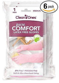 Clean Ones Pure Comfort Latex Free Vinyl Gloves - 6 Pair (Medium)