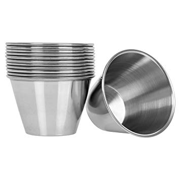 (12 Pack) Stainless Steel Sauce Cups 4 oz, Commercial Grade Dipping Sauce Cups, Individual Condiment Sauce Cups / Ramekins by Tezzorio