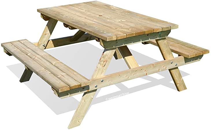 WOODEN GARDEN PICNIC TABLE BENCH - PUB STYLE OUTDOOR FURNITURE 5FT BY WESTMOUNT LIVING