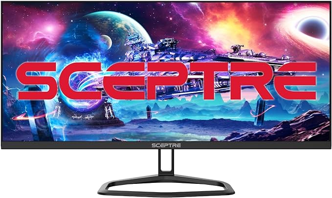 Sceptre 30-inch IPS Monitor 21:9 DisplayPort x2 up to 210Hz 1ms Ultra Wide/Slim Build-in Speakers, Machine Black 2024 (E305B-FU200T)