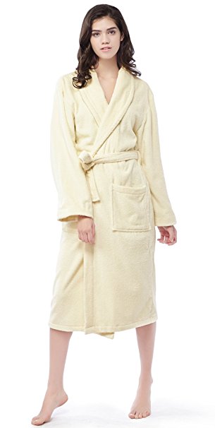 Comfort Spaces - Cotton Terry Robe - Shawl Collar – For Men and Women (Unisex) - Pockets