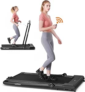 YRUN/LICHICO Under Desk Treadmill, 2 in 1 Portable Folding Treadmill, 3.0HP Brushless Motorized Electric Walking Treadmill, Larger Running Area, Small Mini Walking Pad Running Machine for Home