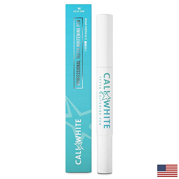 Cali White VEGAN TEETH WHITENING PEN, 35% Carbamide Peroxide Gel, Made in USA, Instant Natural Whitener, Convenient Brush for On the Go Use, Professional Results, Sensitive Smile Safe, Organic Mint.