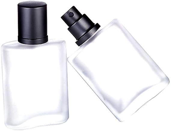 LEORX 2pcs Perfume Bottles 50ml Clear Frosted Glass Spray Bottle Empty Refillable Atomizer Bottle for Perfume, Essential oil