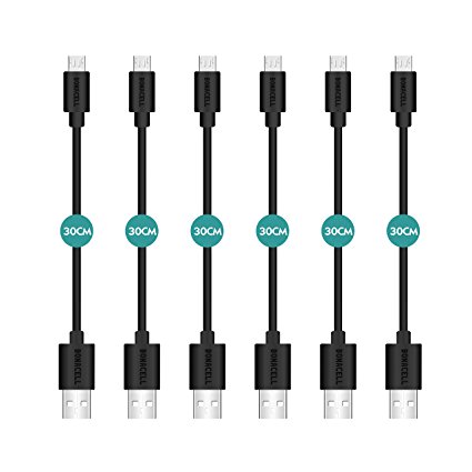 Bonacell Micro USB Cable 6 Pack Micro USB 1ft Short Premium Android Cables USB 2.0 A Male to Micro B 0.3M Sync and Charging Cables for Android Smartphones