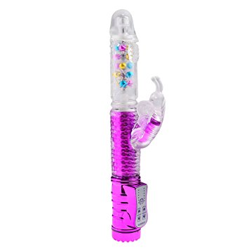 Vibrator, Oomph! 8-frequency Dual Stimulation Butterfly Massager with Colorful Ball Female Masturbation Toy Av Vibes Rotating Dildos - Purple