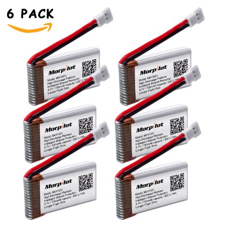 Morpilot® 6pcs 3.7V High 720mAh 20C Lipo Batteries for Syma X5C X5SW X5SC X5A X5