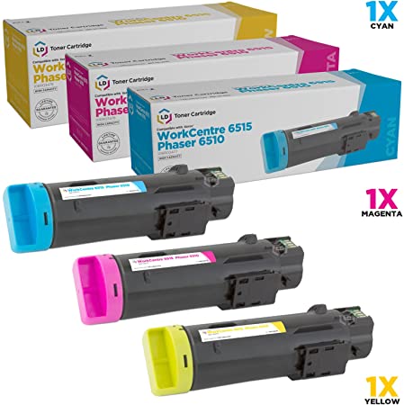 LD Compatible Toner Cartridge Replacement for Xerox Phaser 6510 & WorkCentre 6515 High Yield (Cyan, Magenta, Yellow, 3-Pack)