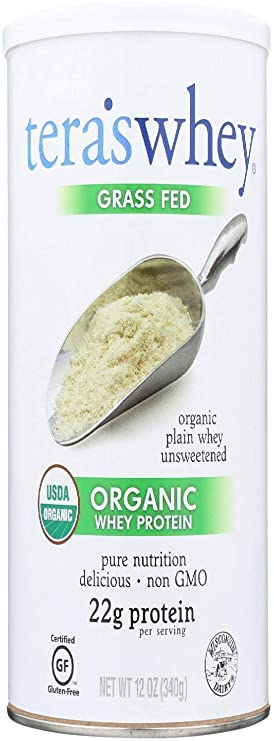 Grass Fed Organic Whey Protein - Organic Plain Unsweetened 12 Ounce (340 Grams) Pwdr